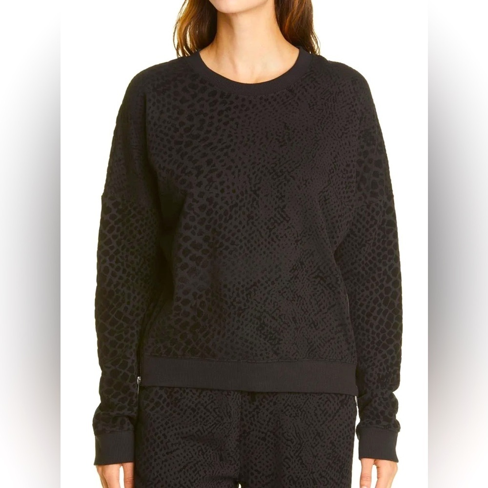 Rails Marlo Zipper Sided Pullover Sweatshirt In Black Flocked Cobra Xs